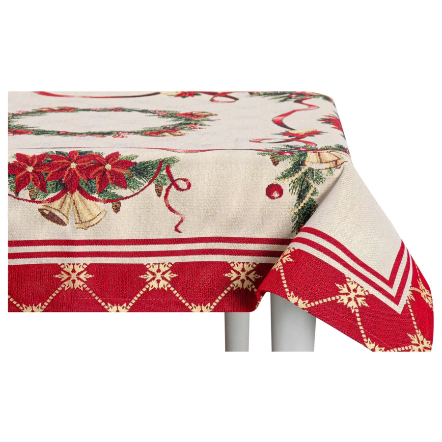 Скатерть-наперон Mix&Match Home Пуансеттия 100х100 см, гобелен, красная