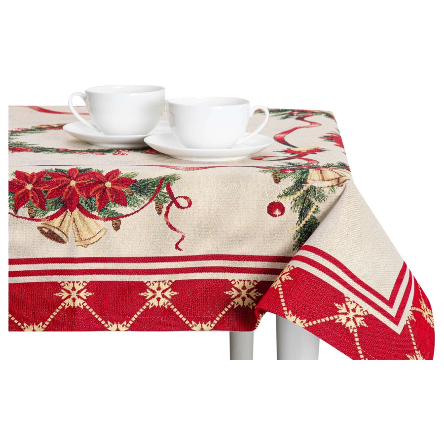 Скатерть-наперон Mix&Match Home Пуансеттия 100х100 см, гобелен, красная
