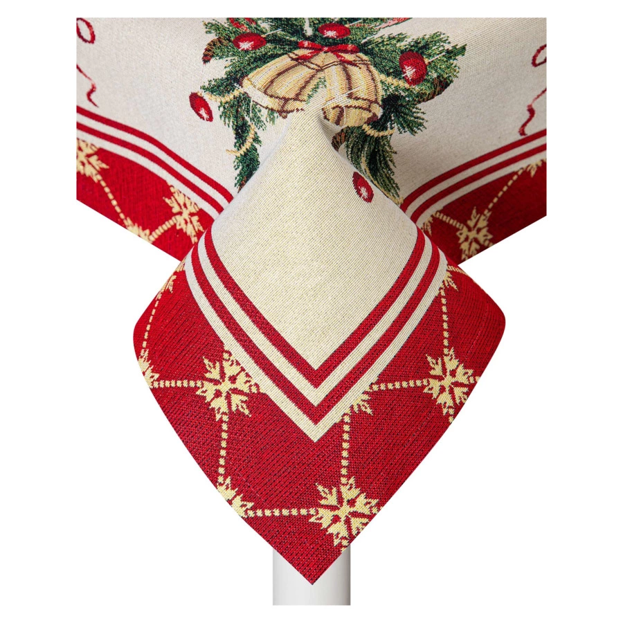 Скатерть-наперон Mix&Match Home Пуансеттия 100х100 см, гобелен, красная