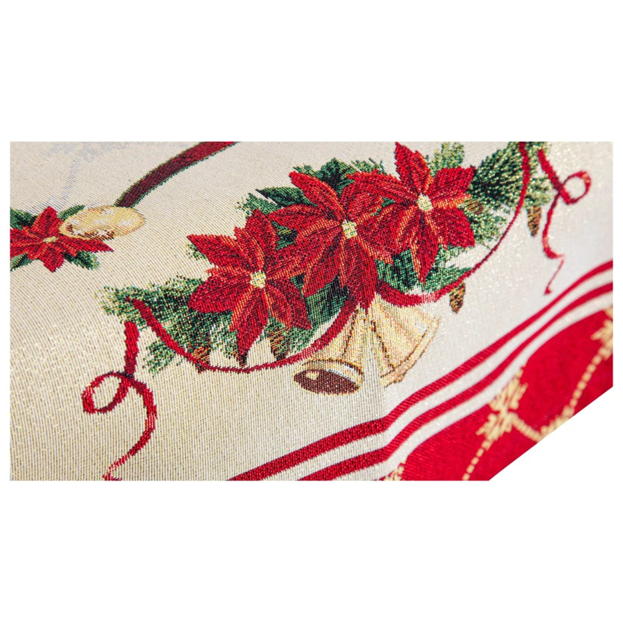 Скатерть-наперон Mix&Match Home Пуансеттия 100х100 см, гобелен, красная