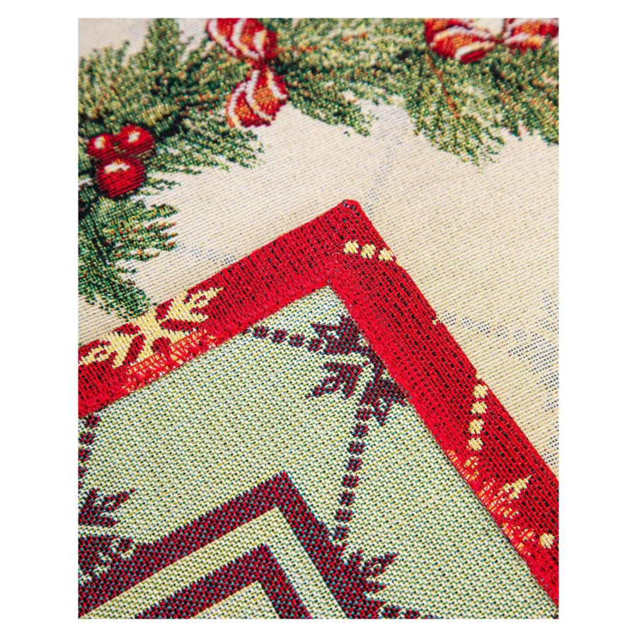 Скатерть-наперон Mix&Match Home Пуансеттия 100х100 см, гобелен, красная