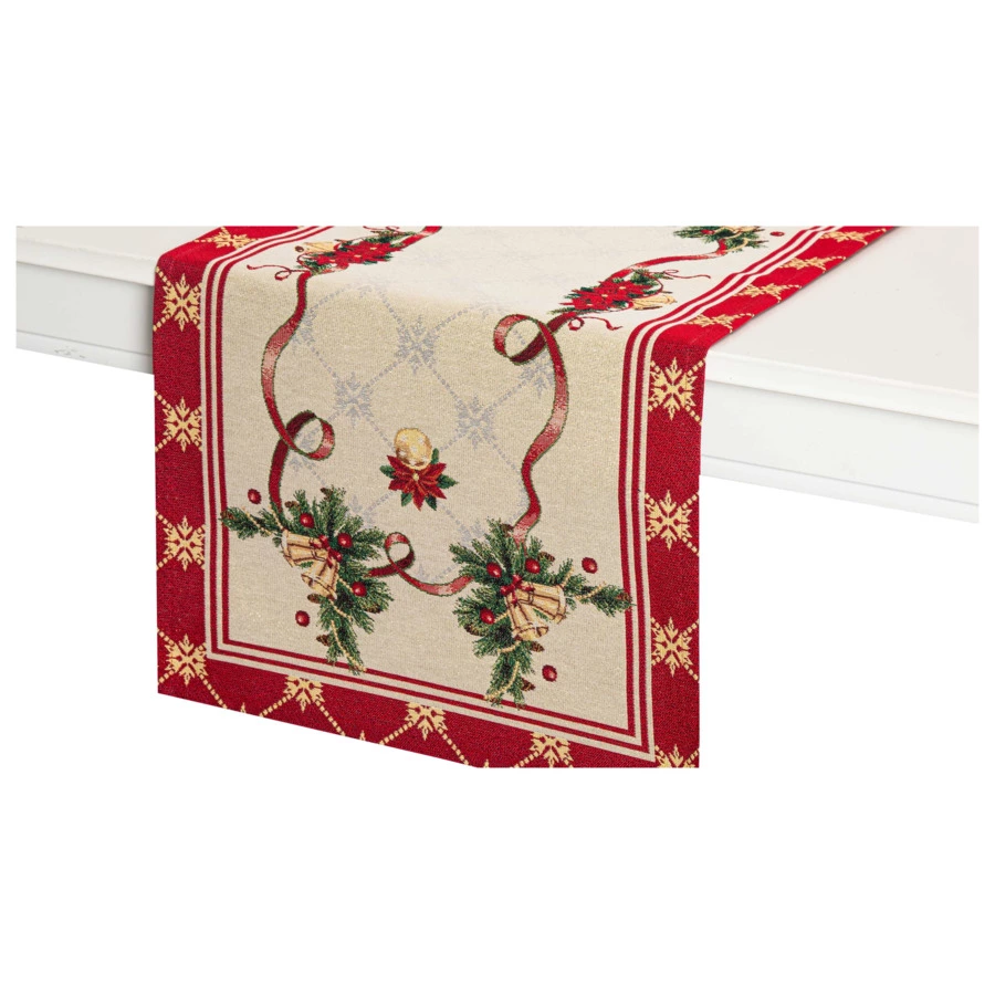 Дорожка для стола Mix&Match Home Пуансеттия 44х140 см, гобелен, красная