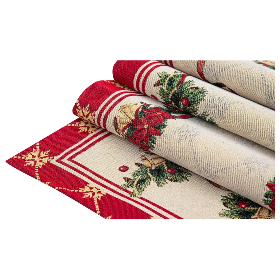 Дорожка для стола Mix&Match Home Пуансеттия 44х140 см, гобелен, красная