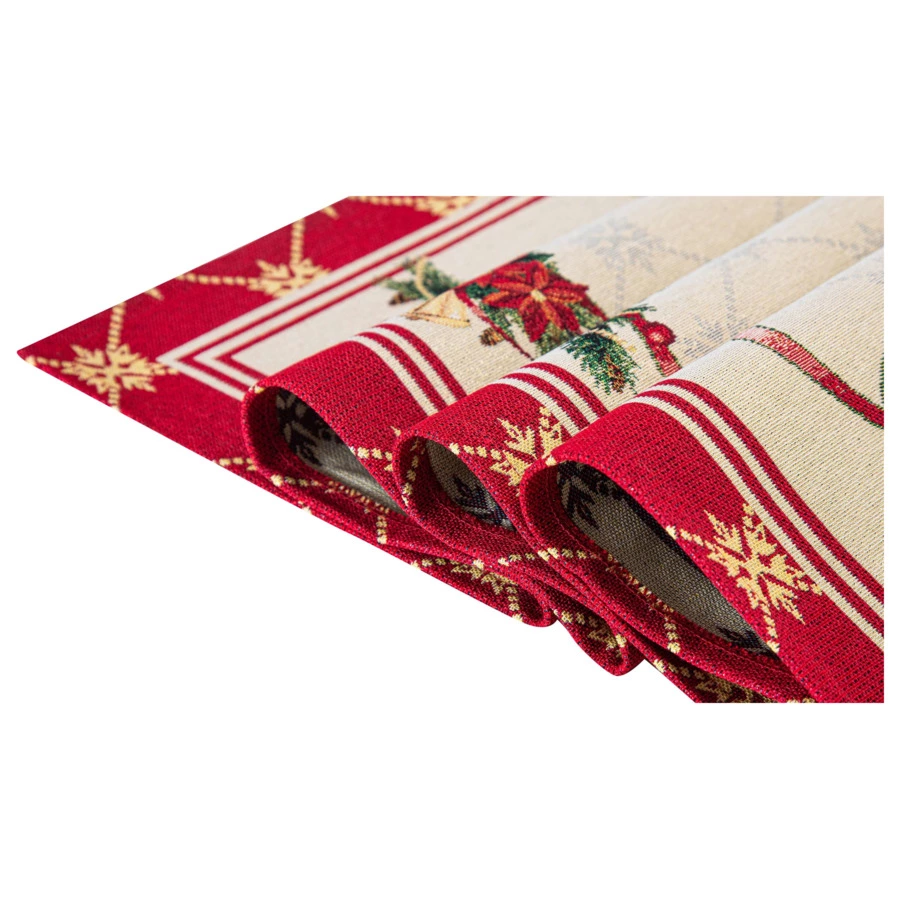 Дорожка для стола Mix&Match Home Пуансеттия 44х140 см, гобелен, красная