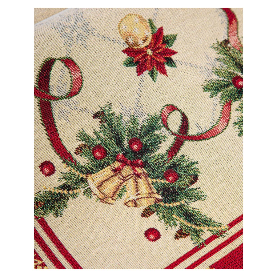 Дорожка для стола Mix&Match Home Пуансеттия 44х140 см, гобелен, красная