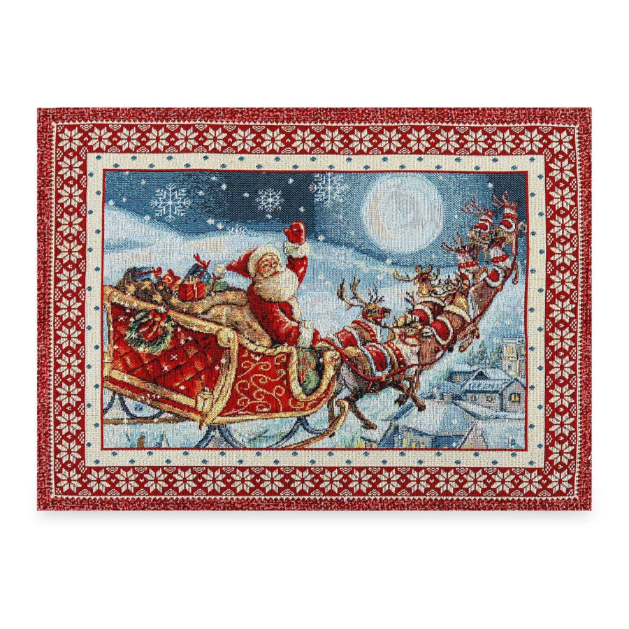 Набор салфеток подстановочных Mix&Match Home Новогодний гость 32х43 см, 2 шт, гобелен, красный