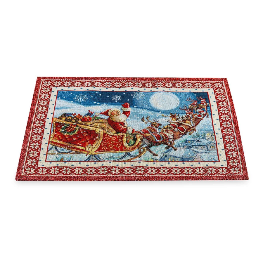 Набор салфеток подстановочных Mix&Match Home Новогодний гость 32х43 см, 2 шт, гобелен, красный