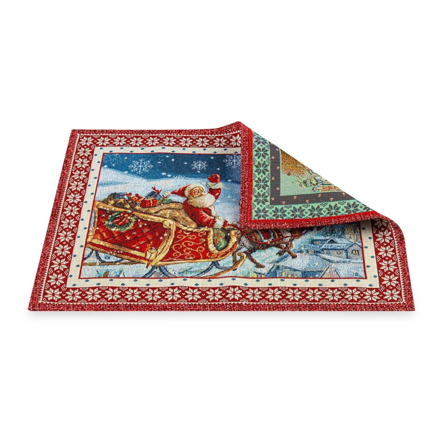Набор салфеток подстановочных Mix&Match Home Новогодний гость 32х43 см, 2 шт, гобелен, красный