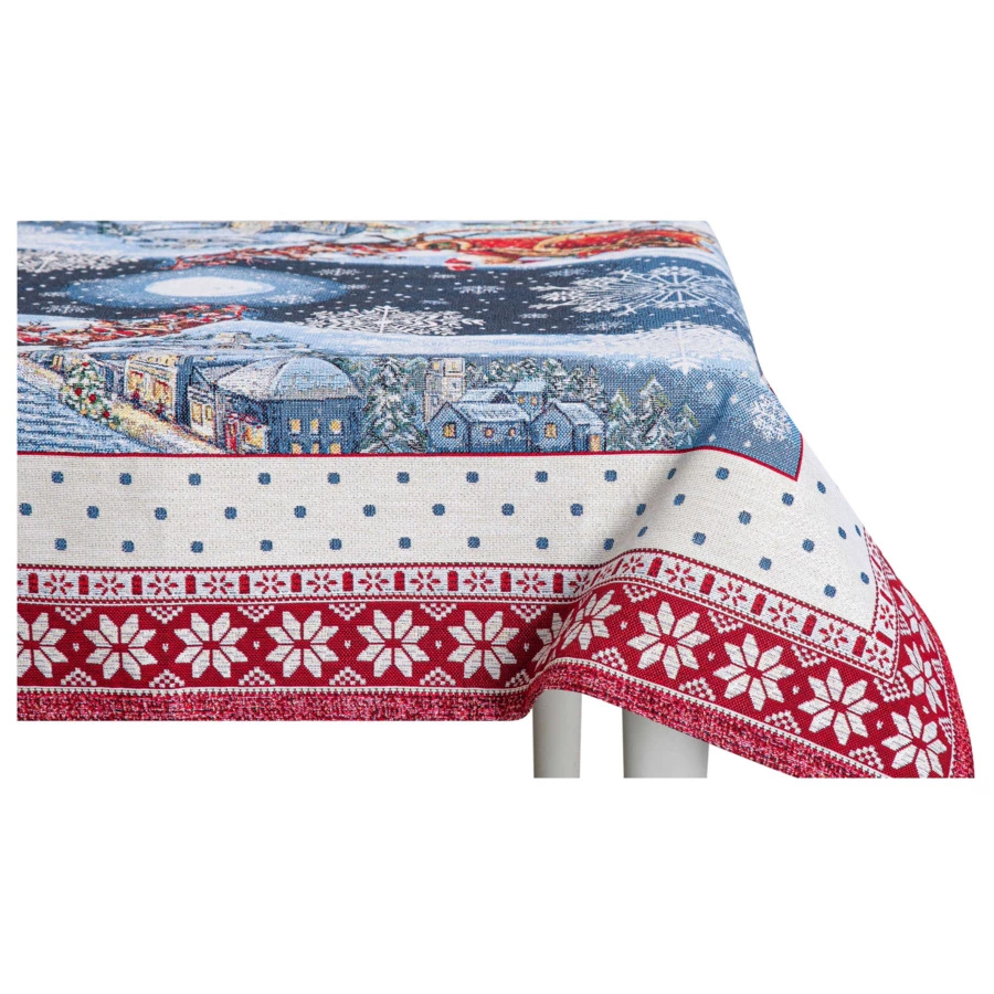 Скатерть-наперон Mix&Match Home Новогодний гость 100х100 см, гобелен, красная