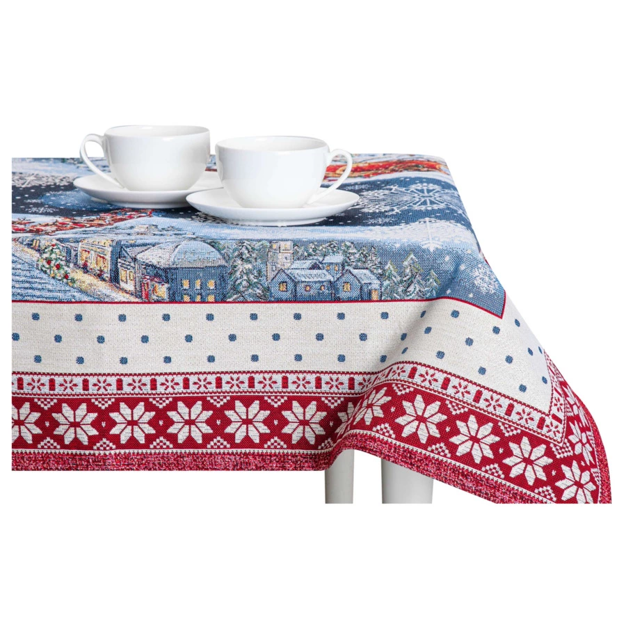 Скатерть-наперон Mix&Match Home Новогодний гость 100х100 см, гобелен, красная