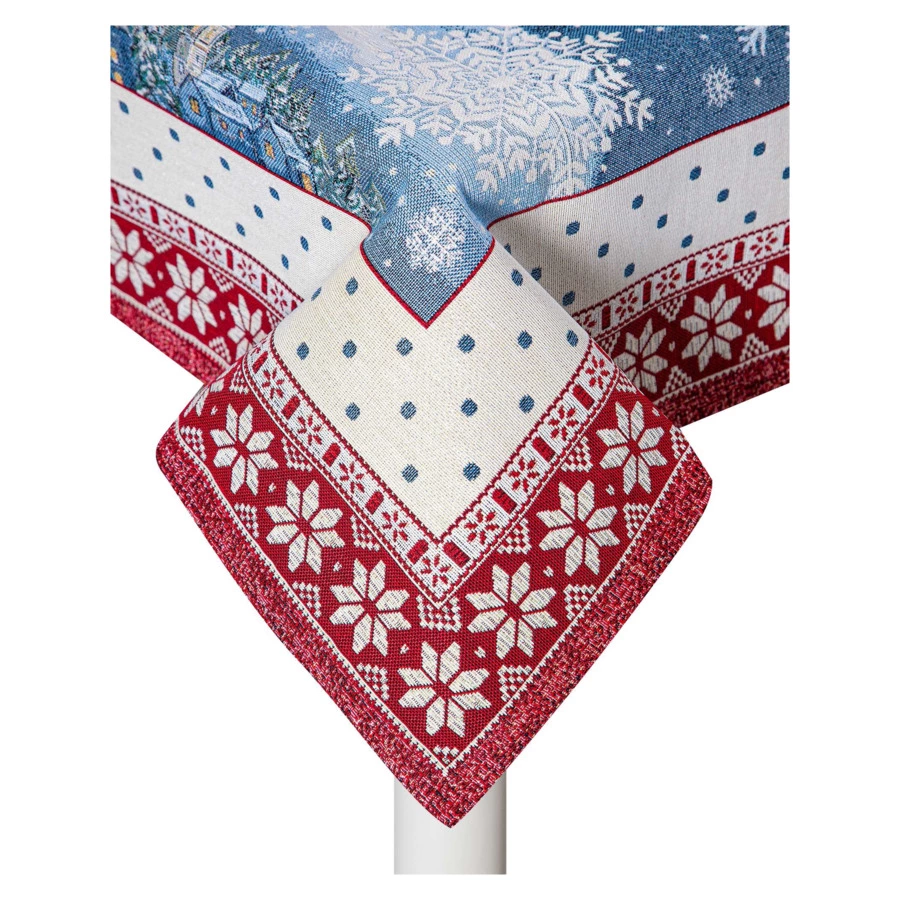 Скатерть-наперон Mix&Match Home Новогодний гость 100х100 см, гобелен, красная