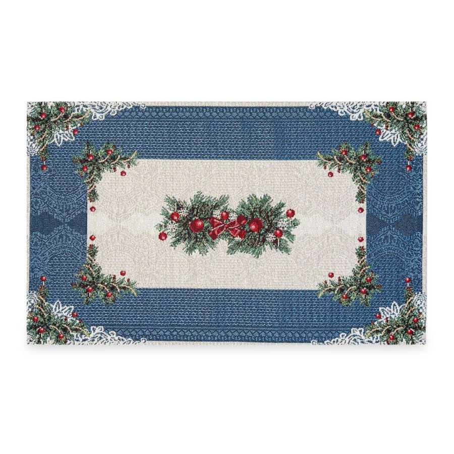 Набор салфеток подстановочных Mix&Match Home Снежинки 35х50 см, 2 шт, гобелен, синий