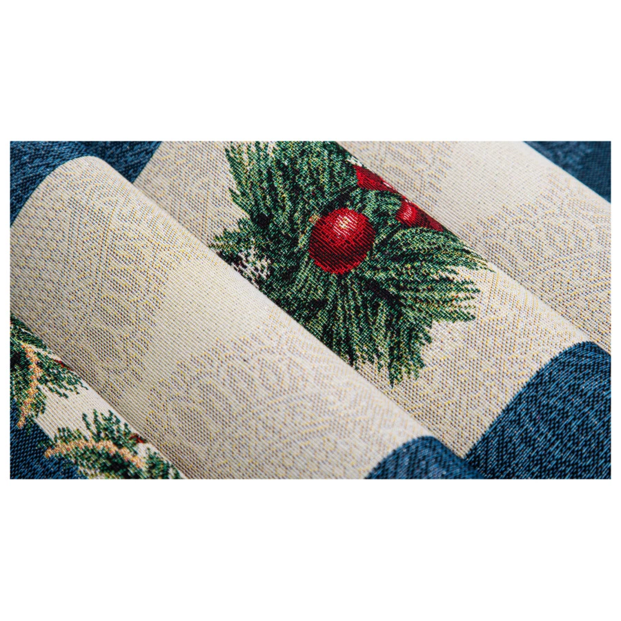 Дорожка для стола Mix&Match Home Снежинки 140х44 см, гобелен, синяя