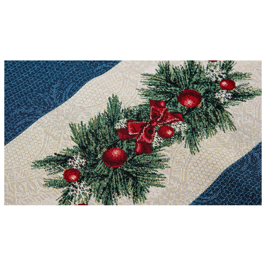 Дорожка для стола Mix&Match Home Снежинки 140х44 см, гобелен, синяя