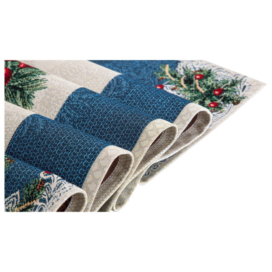 Дорожка для стола Mix&Match Home Снежинки 140х44 см, гобелен, синяя