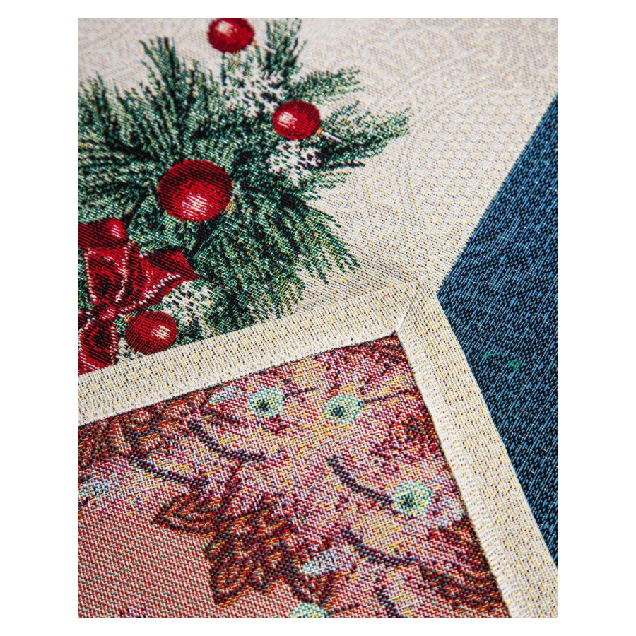 Дорожка для стола Mix&Match Home Снежинки 140х44 см, гобелен, синяя