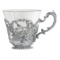 Чашка чайная с ложкой в футляре АргентА Королевская охота 175,61 г, серебро 925