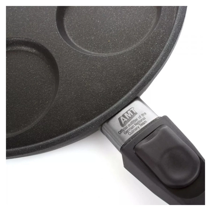 Сковорода блинная для индукции антипригарная со съемной ручкой AMT 26х1 см, алюминий