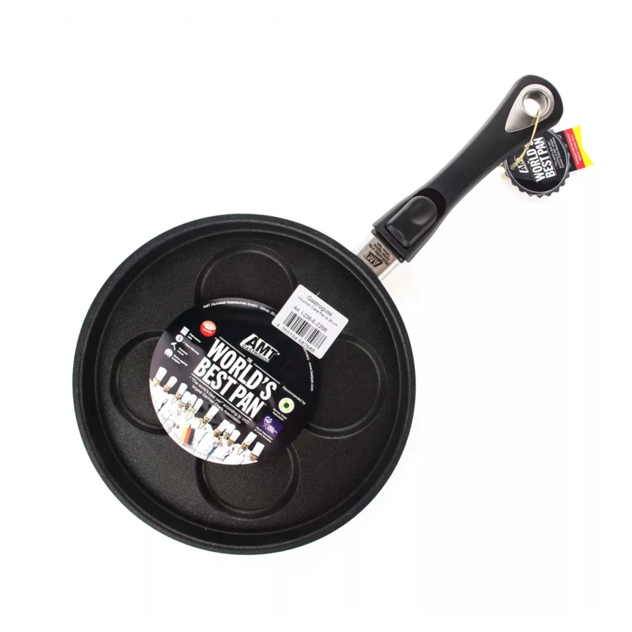 Сковорода блинная для индукции антипригарная со съемной ручкой AMT 26х1 см, алюминий