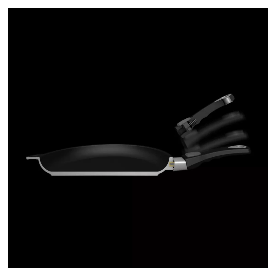 Сковорода блинная для индукции антипригарная со съемной ручкой AMT 26х1 см, алюминий