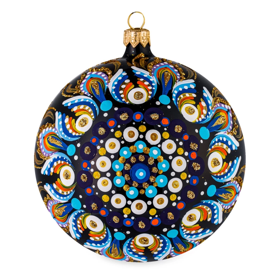 Игрушка елочная шар Bartosh Точки, Снежинка №4 12 см, стекло, п/к