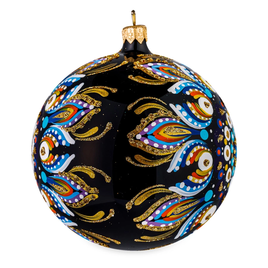 Игрушка елочная шар Bartosh Точки, Снежинка №4 12 см, стекло, п/к