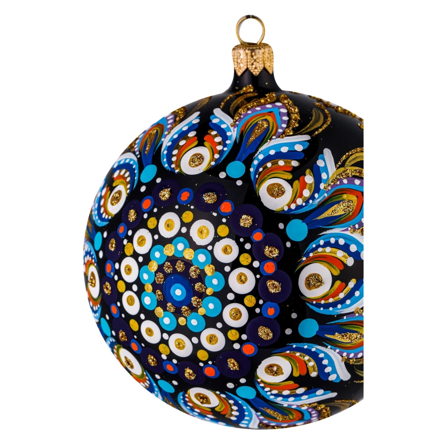 Игрушка елочная шар Bartosh Точки, Снежинка №4 12 см, стекло, п/к