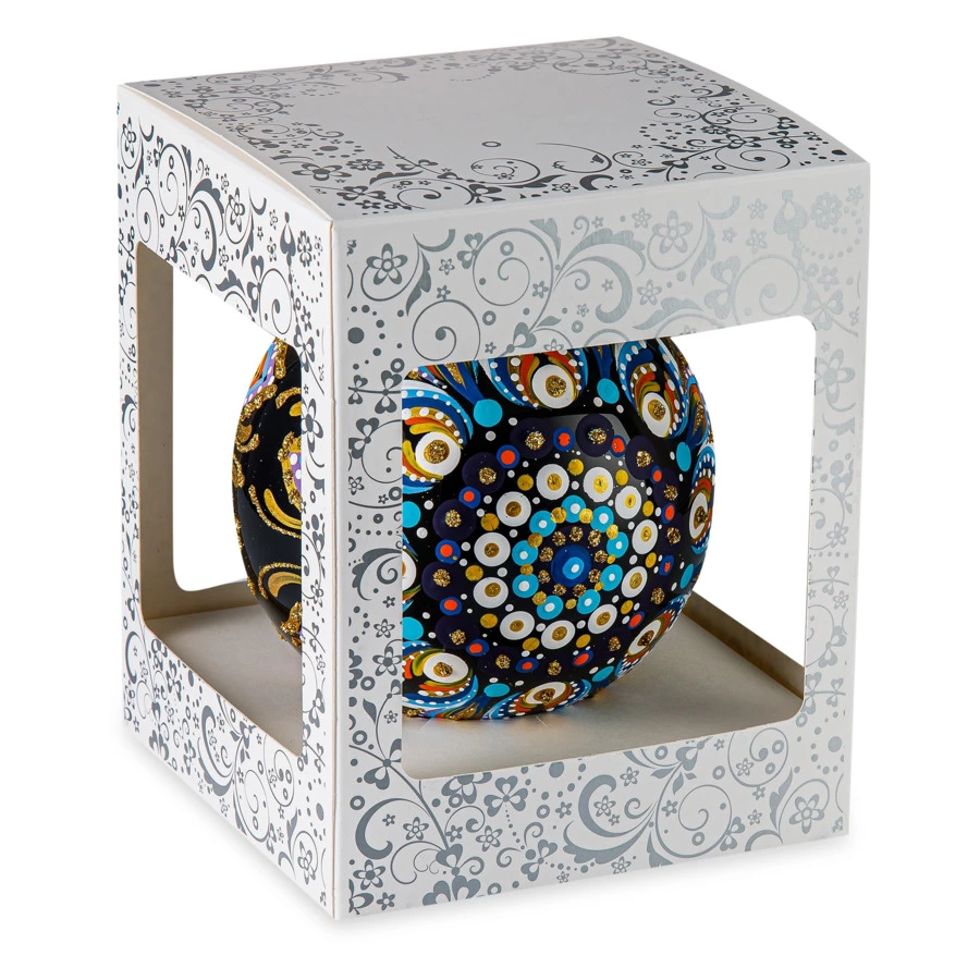 Игрушка елочная шар Bartosh Точки, Снежинка №4 12 см, стекло, п/к