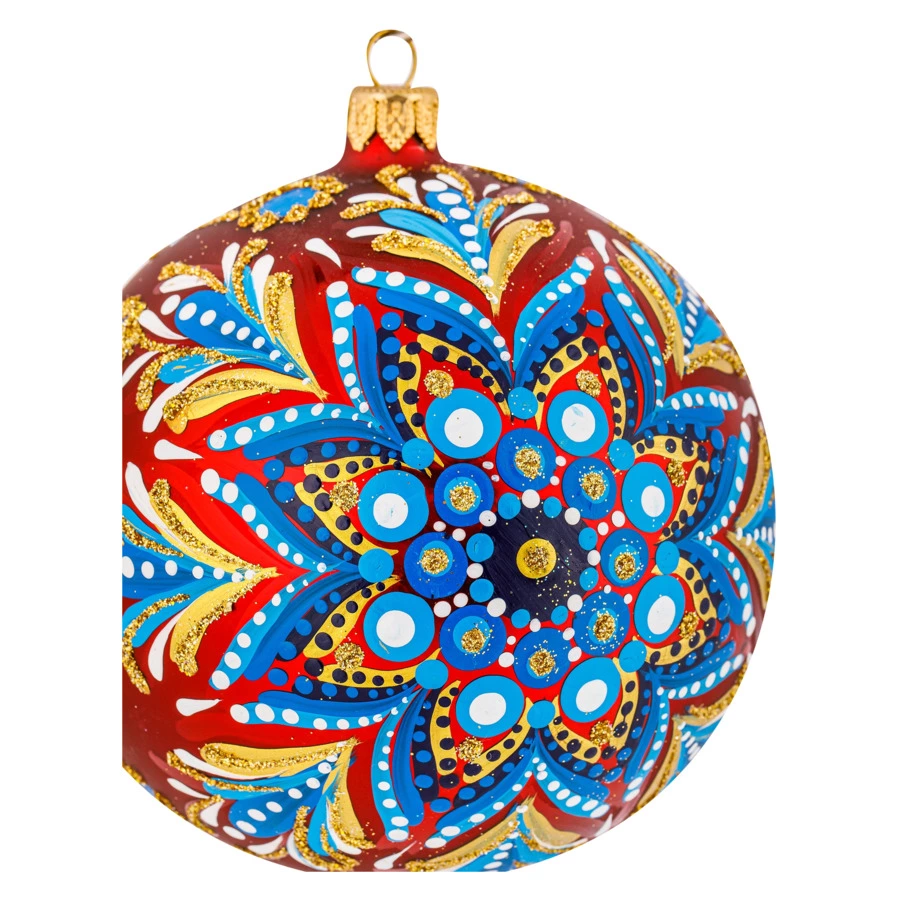 Игрушка елочная шар Bartosh Точки, Снежинка №5 12 см, стекло,п/к