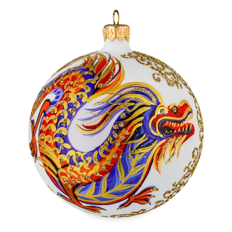 Игрушка елочная шар Bartosh Восточный Дракон №2 10 см, стекло, п/к