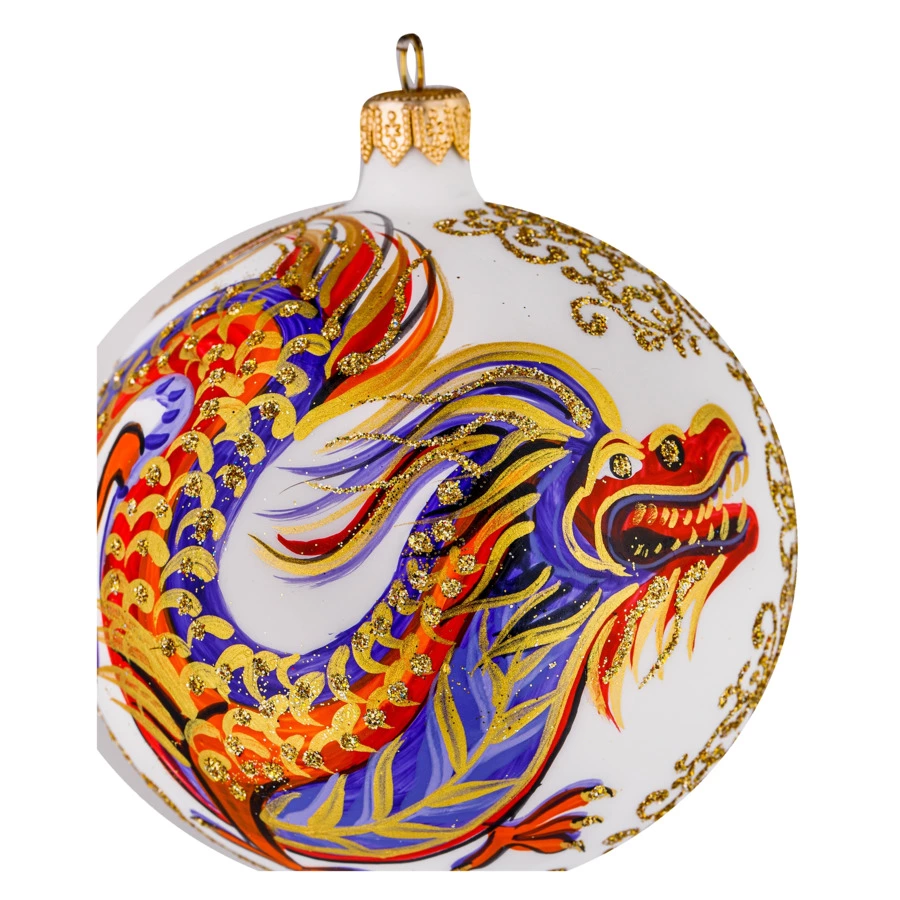 Игрушка елочная шар Bartosh Восточный Дракон №2 10 см, стекло, п/к