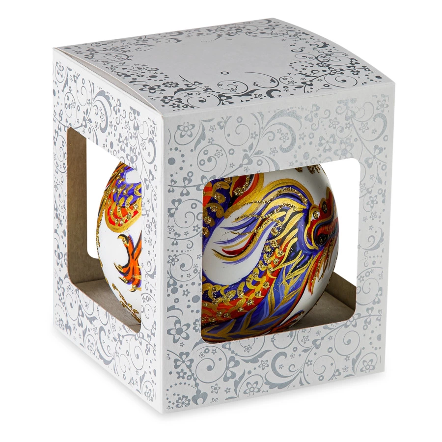 Игрушка елочная шар Bartosh Восточный Дракон №2 10 см, стекло, п/к