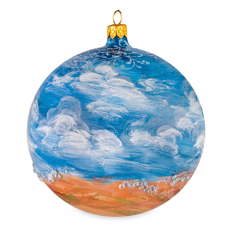 Игрушка елочная шар Bartosh Восточные скакуны №2 12 см, стекло, п/к