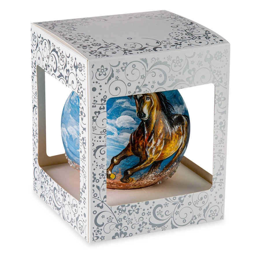 Игрушка елочная шар Bartosh Восточные скакуны №2 12 см, стекло, п/к