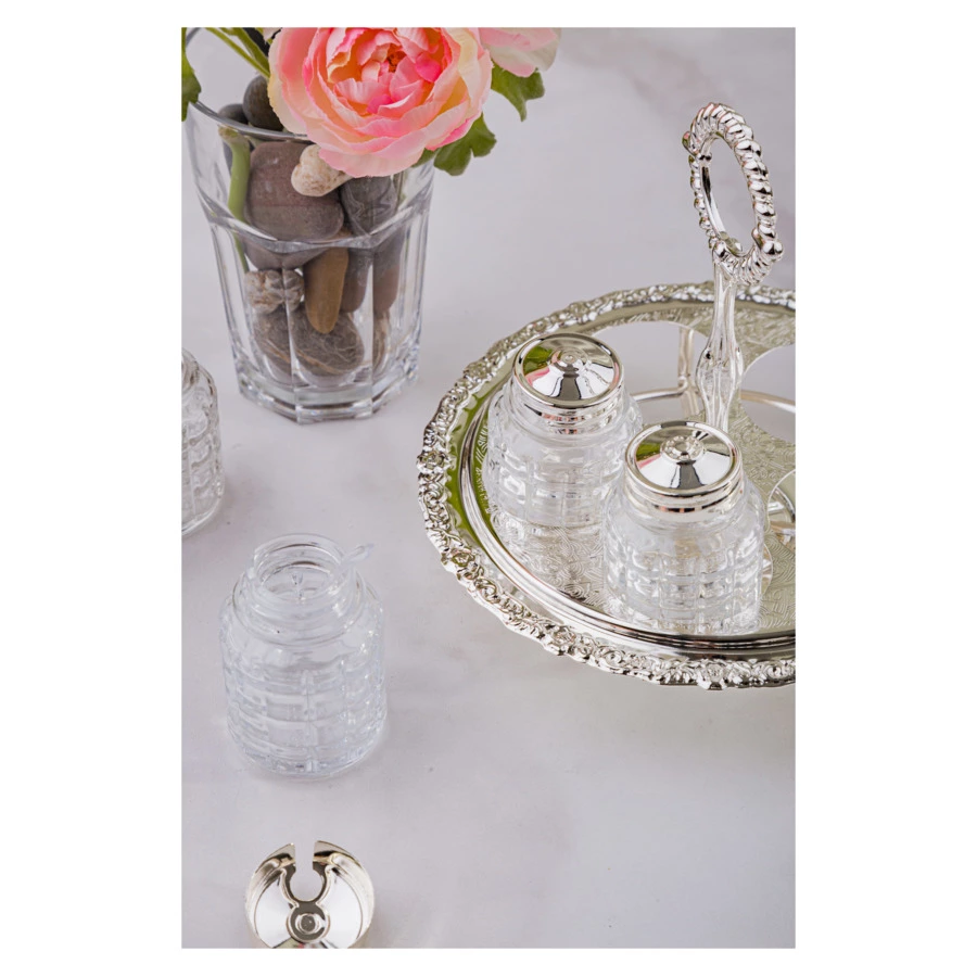 Набор для приправ и масла Queen Anne, крутящийся, 5 предметов, сталь, посеребрение