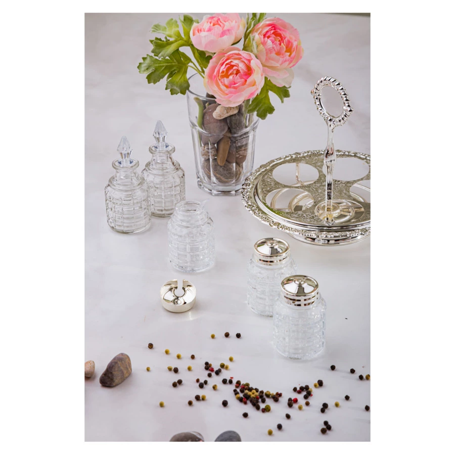 Набор для приправ и масла Queen Anne, крутящийся, 5 предметов, сталь, посеребрение