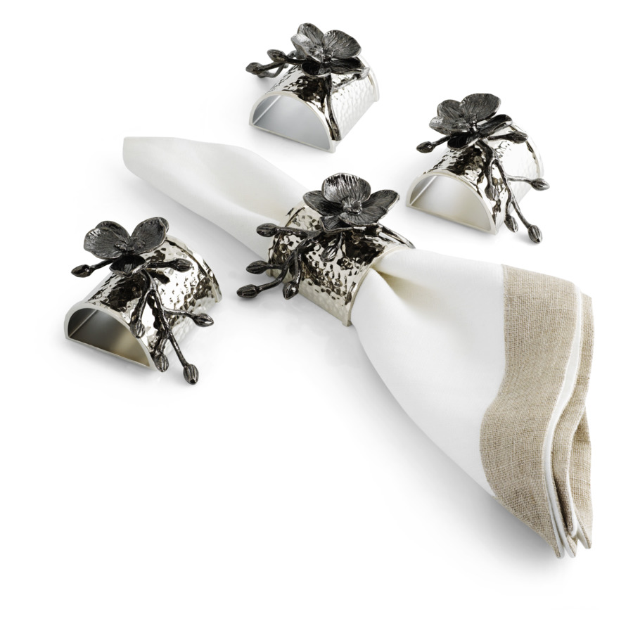 Набор колец для салфеток Michael Aram Черная орхидея 8,5 см, 4 шт, серебристый