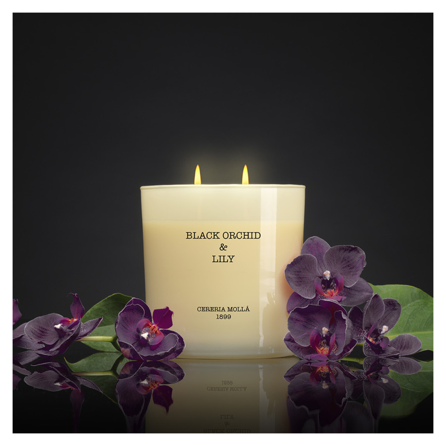 Свеча ароматическая Cereria Molla Черная орхидея и лилия 600 г, 12х12х12 см