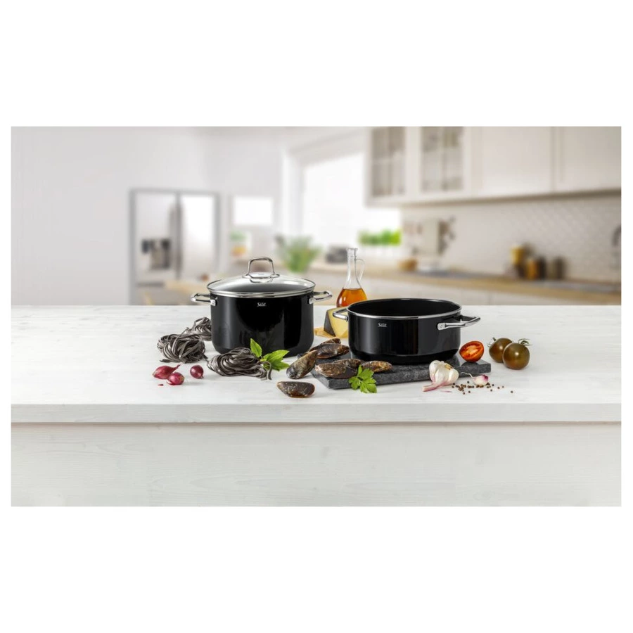Набор кастрюль с крышками Silit Elegance 3 шт, сталь нержавеющая, черный