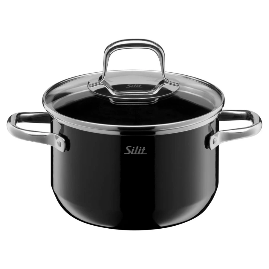 Набор кастрюль с крышками Silit Elegance 3 шт, сталь нержавеющая, черный