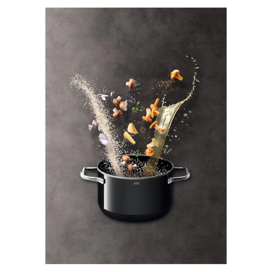 Набор кастрюль с крышками Silit Elegance 3 шт, сталь нержавеющая, черный