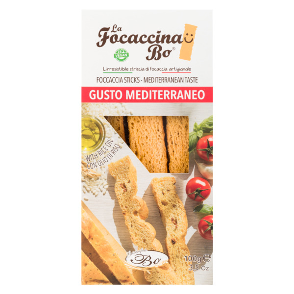 Хлебные полоски фокачча Grissinificio Bo Средиземноморская Vegan 100 г
