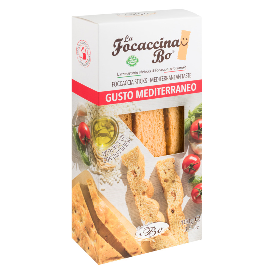 Хлебные полоски фокачча Grissinificio Bo Средиземноморская Vegan 100 г
