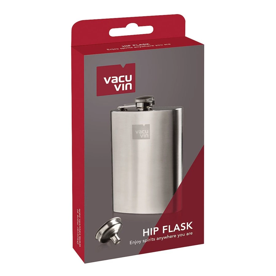 Фляга Vacu Vin 13,5 см, сталь нержавеющая, серебристая