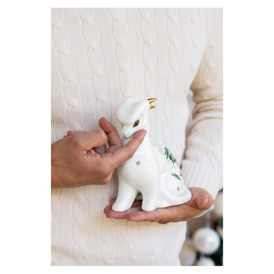 Статуэтка My Ceramic Story Дракон кедровый  17 см, фарфор твердый, белый, п/к