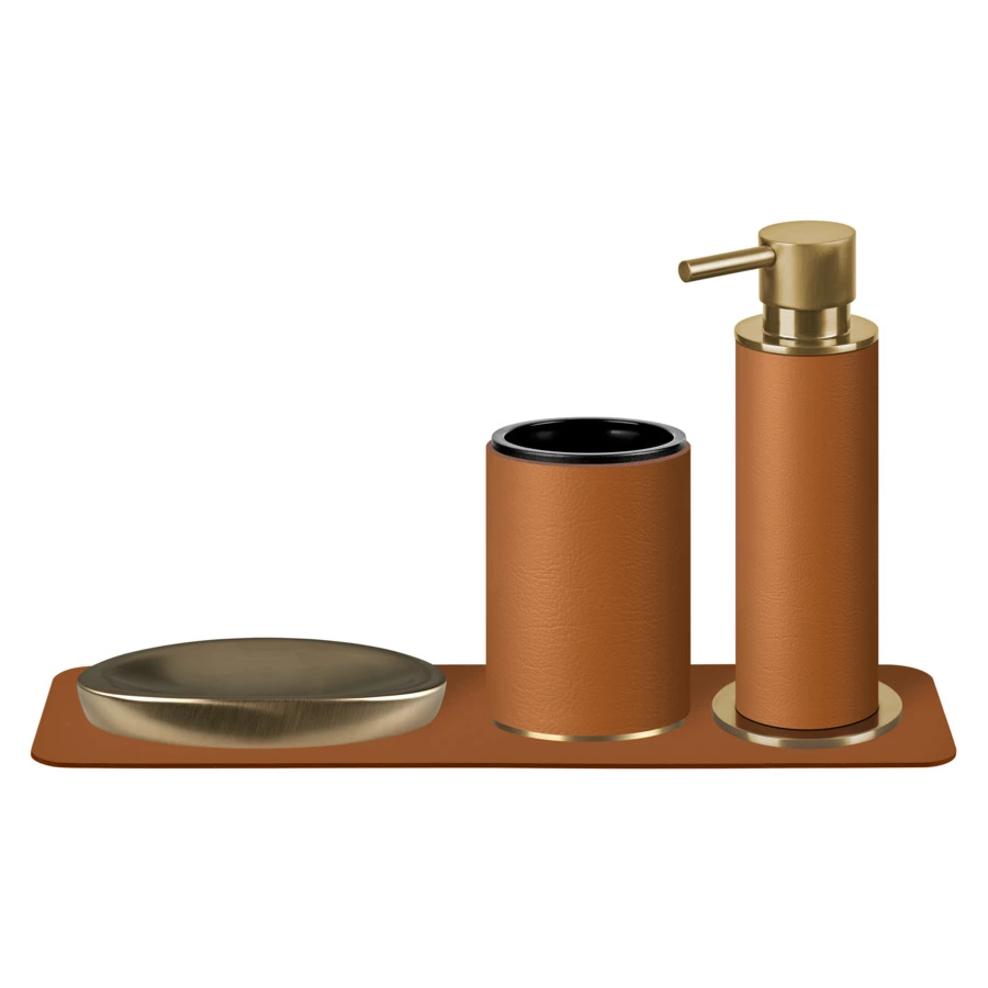 Диспенсер для мыла ADJ 7х7x19 см, коньяк, матовое золото, п/к