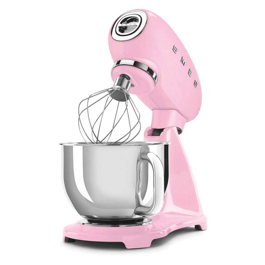 Миксер планетарный SMEG SMF03PKEU, 800 Вт, чаша стальная 4,8л, 3 насадки, алюминий литой, розовый