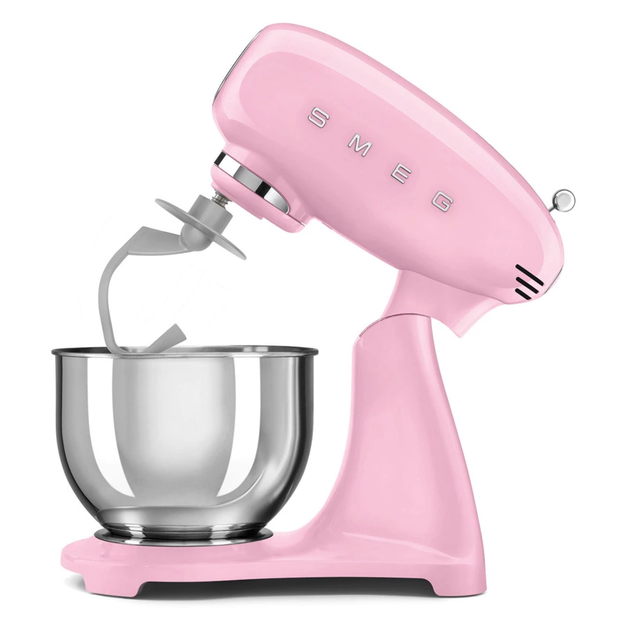Миксер планетарный SMEG SMF03PKEU, 800 Вт, чаша стальная 4,8л, 3 насадки, алюминий литой, розовый