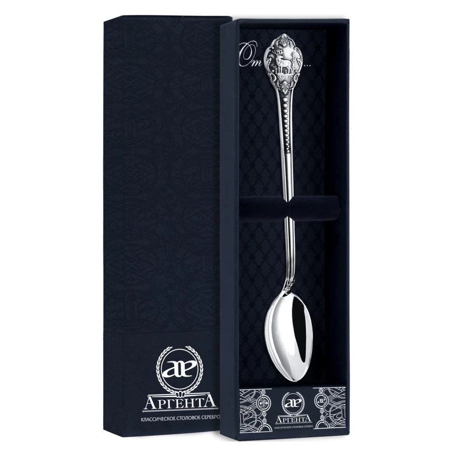 Ложка для размешивания кофе в футляре АргентА От Души Охотничья 36,2 г, серебро 925