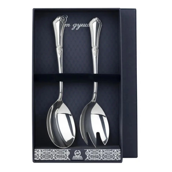 Набор для салата в футляре АргентА Classic Фаворит, вилка и ложка для салата 147,15 г, серебро 925